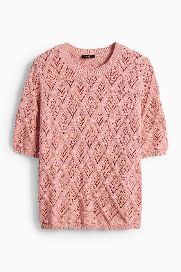 Dona - Jersei de punt - mànigues curtes - rosa fosc