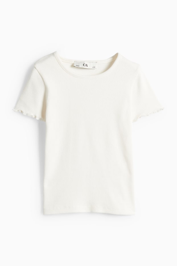 Copii - Fete - Floare - set - tricou cu mânecă scurtă și rochie din denim - 2 piese - albastru / alb