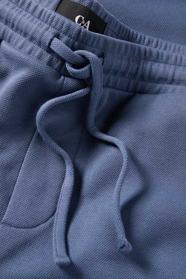 Hommes - Short en molleton - texturé - bleu