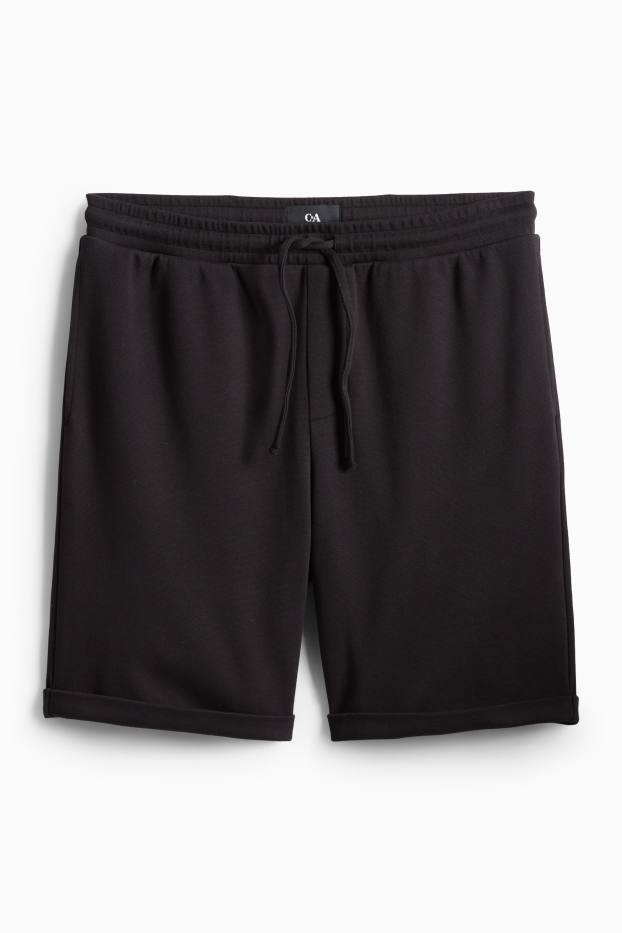 Uomo - Shorts di felpa - tessuto tramato - nero