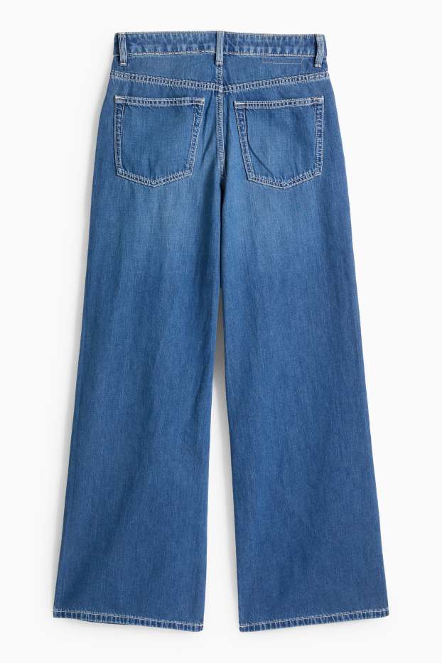 Damen - Wide Leg Jeans - Mid Waist - jeansblau