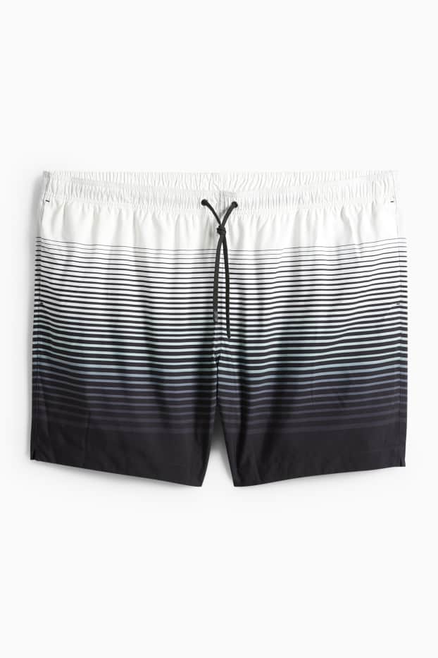 Herren - Badeshorts - gestreift - schwarz / weiß