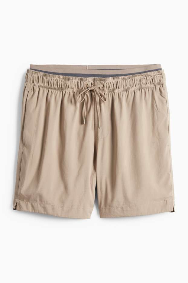 Men - Swim shorts - 2-in-1 look - taupe