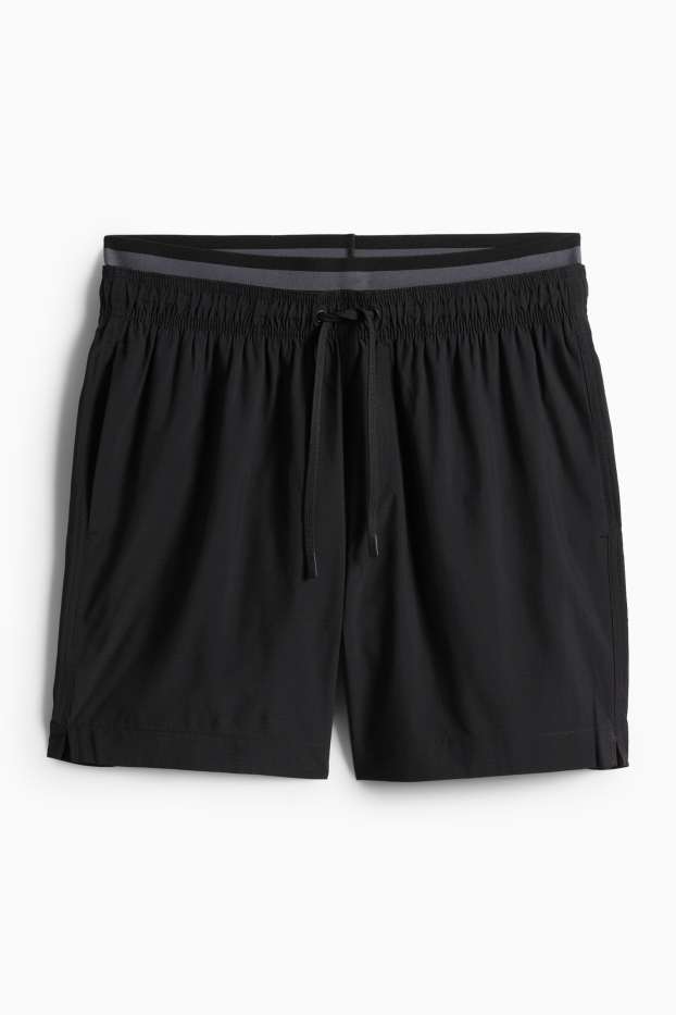 Hommes - Short de bain - look 2-en-1 - noir