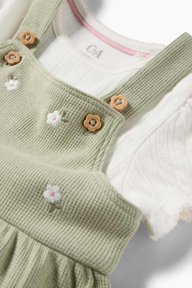 Baby Girls - Floral - baby outfit - 2 piece - white / green
