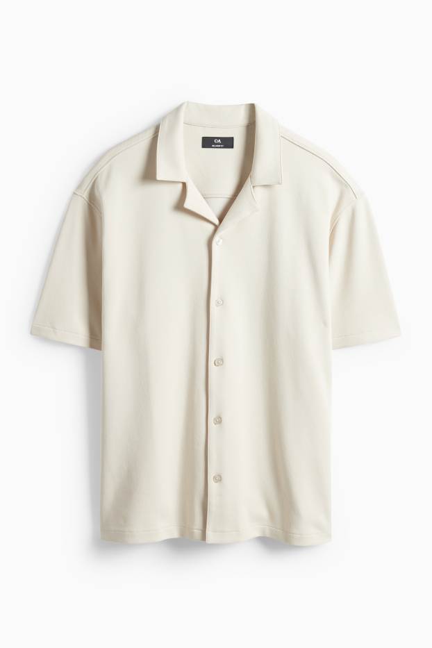 Men - Shirt - regular fit - lapel collar - cremewhite
