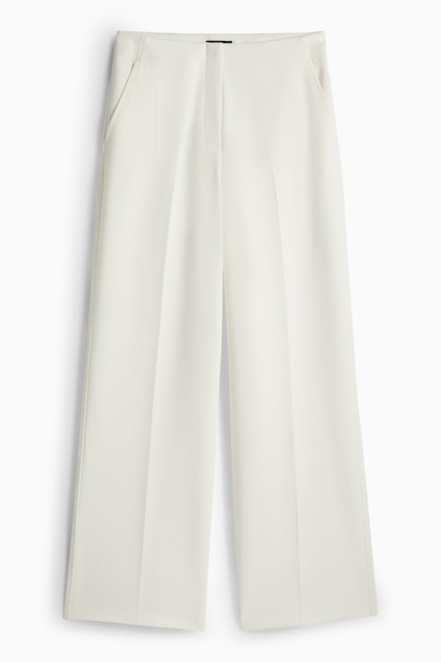 Dames - Business-broek - mid waist - wide leg - wit