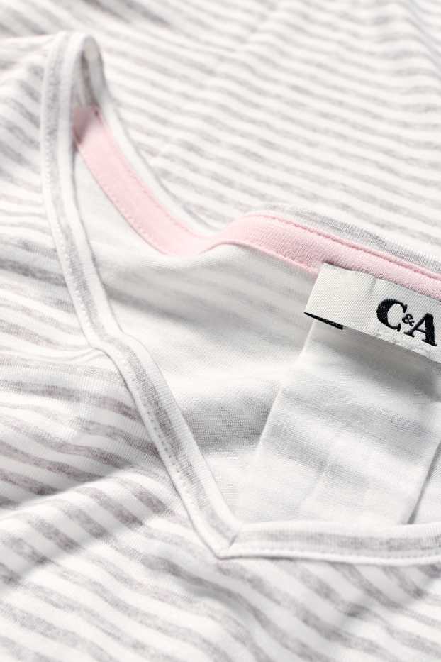 Femmes - Chemise de nuit en viscose - à rayures - gris clair