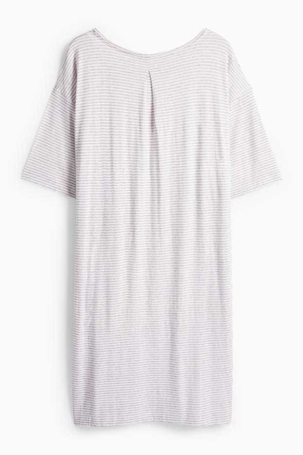 Femmes - Chemise de nuit en viscose - à rayures - gris clair