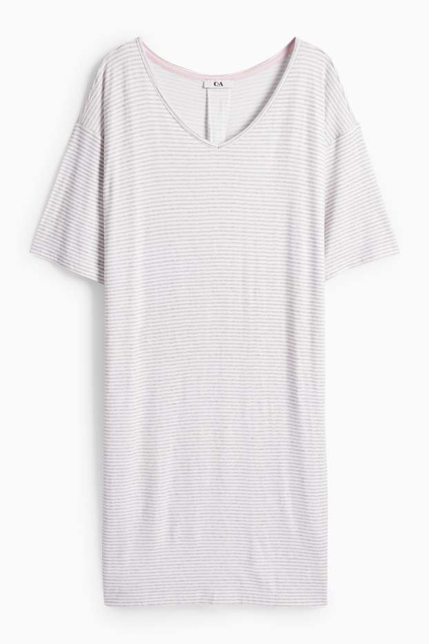 Femmes - Chemise de nuit en viscose - à rayures - gris clair