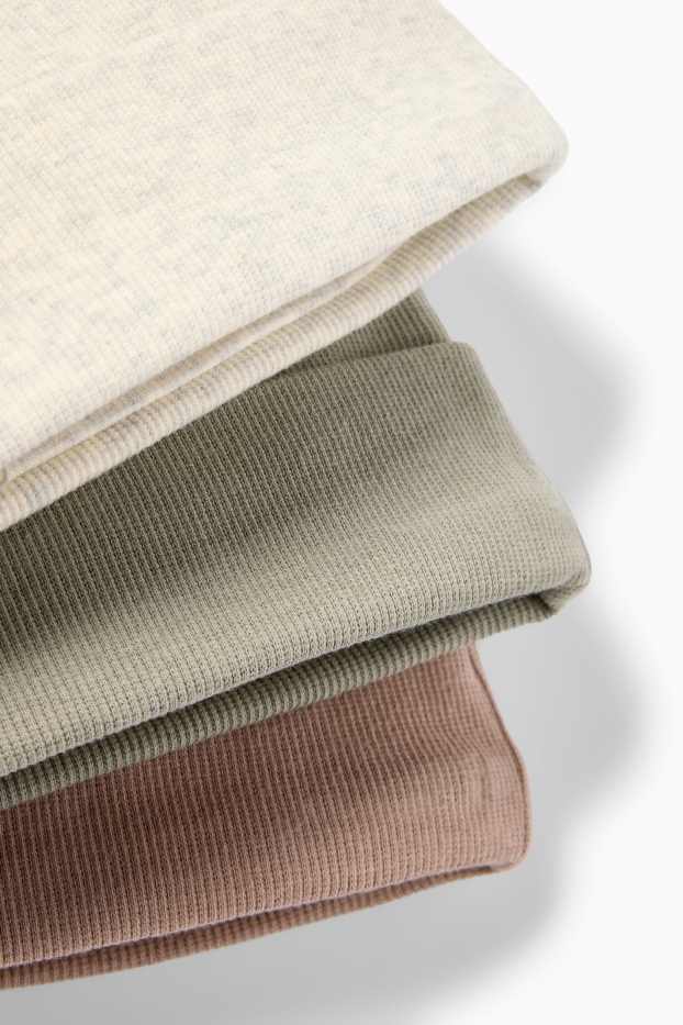 Bebeluși - băieți - Multipack 3 buc. - căciulă bebeluși - reiată - maro / alb-crem