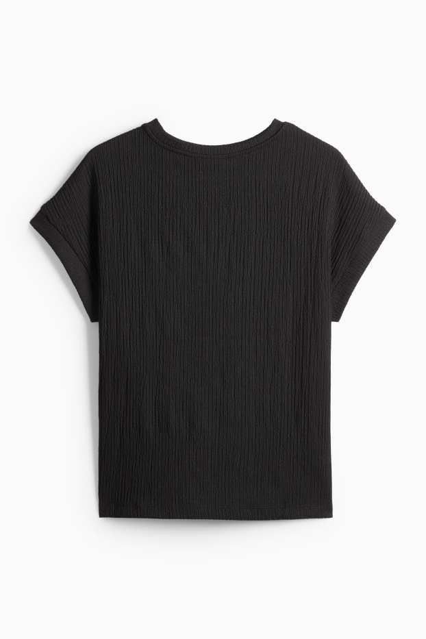 Femei - Tricou - relaxed fit - structurat - negru