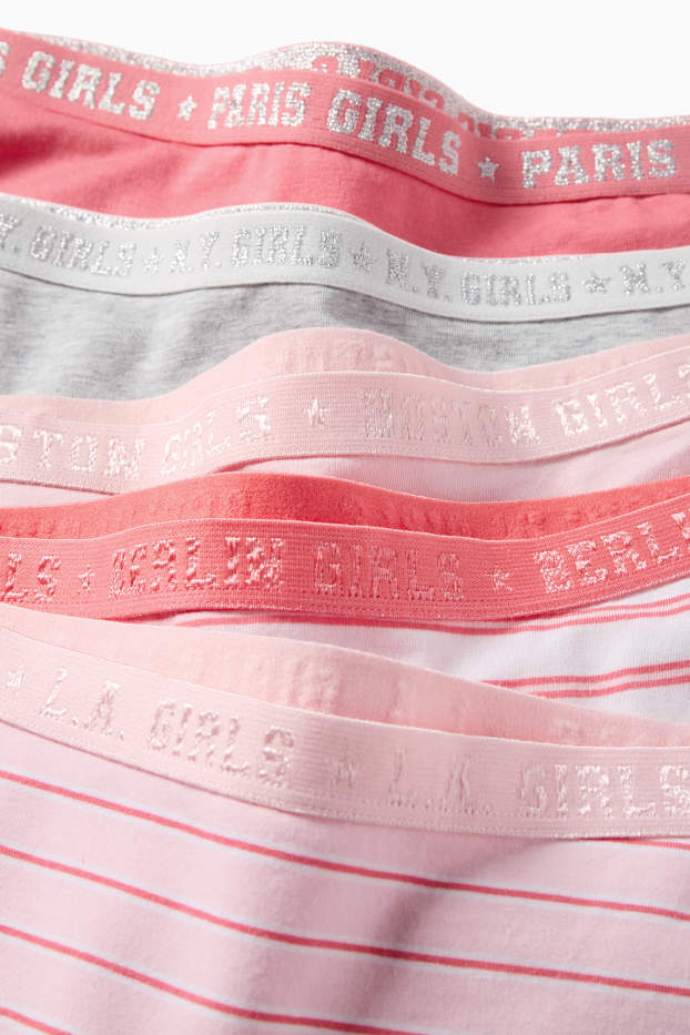 Děti - dívky - Multipack 5 ks - boxerky - s třpytivými efekty - růžová