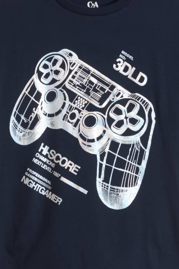 Děti - chlapci - Multipack 2 ks - gaming - letní pyžamo - 4 díly - světle šedá / tmavomodrá