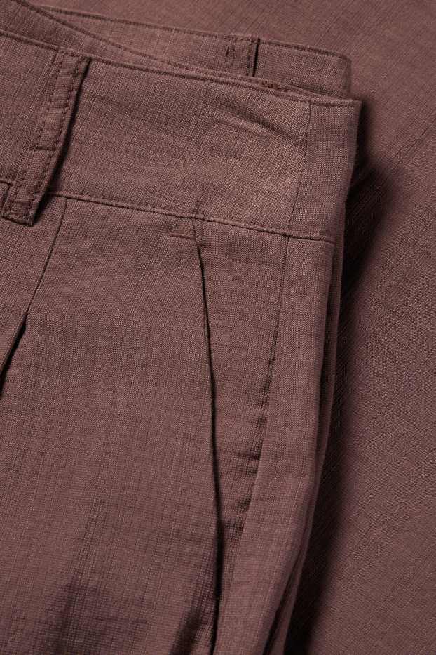 Dona - Pantalons de tela - mid waist - wide leg - marró fosc