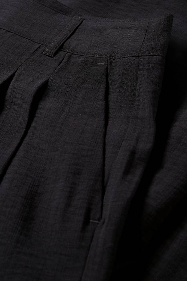 Women - Cloth trousers - mid-rise waist - wide leg - black