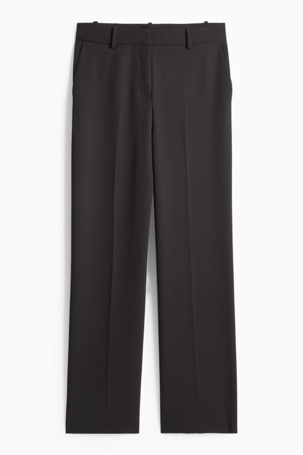 Femei - Pantaloni office - talie medie - wide leg - negru