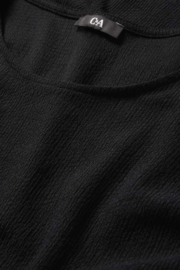 Damen - T-Shirt - strukturiert - schwarz