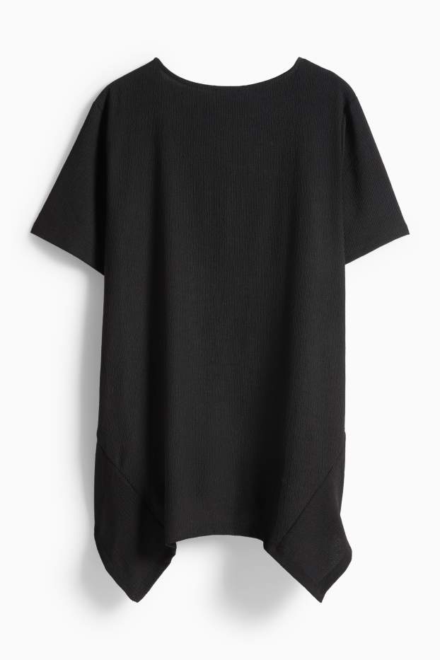 Damen - T-Shirt - strukturiert - schwarz