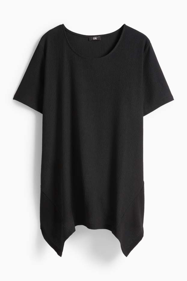 Damen - T-Shirt - strukturiert - schwarz