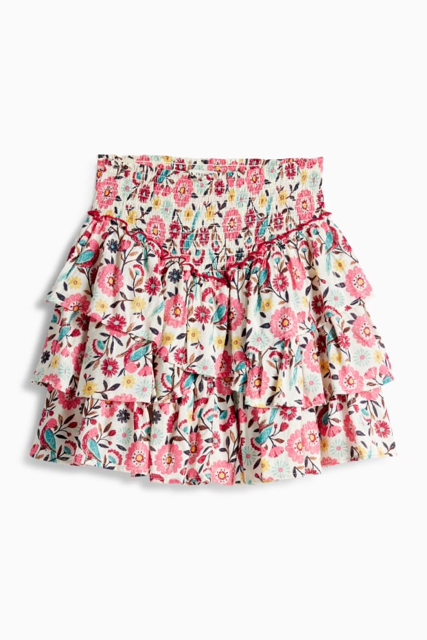 Children Girls - Floral - skirt - shiny - multicoloured