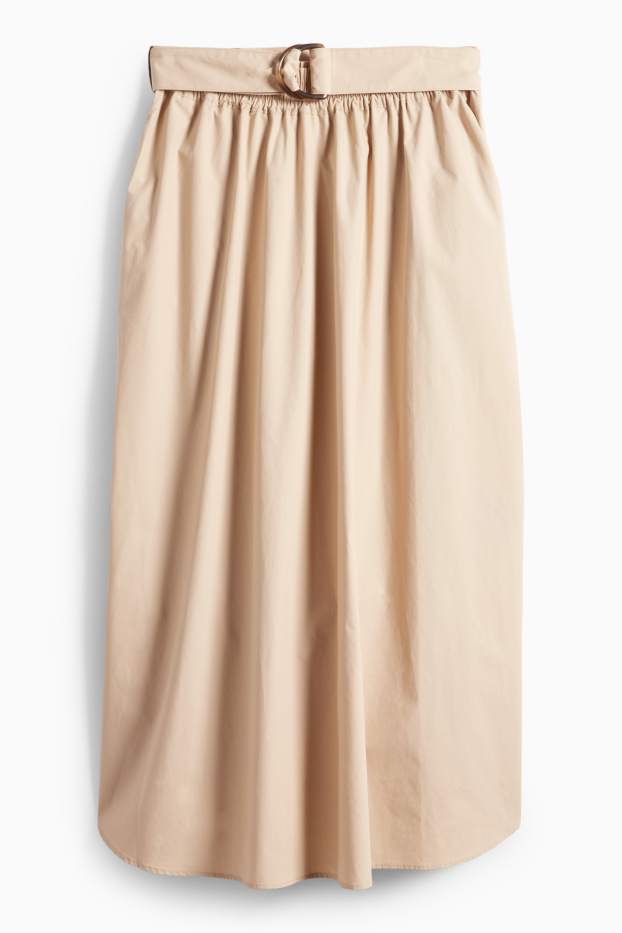Femmes - Jupe avec ceinture - beige