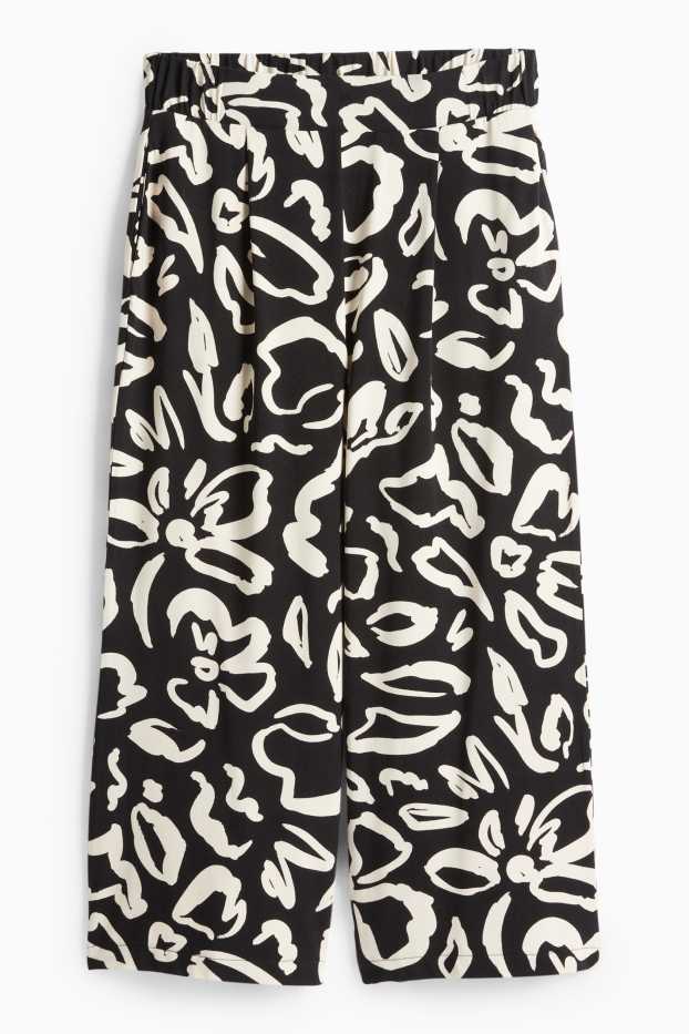 Femmes - Pantalon de jogging - à fleurs - noir / beige