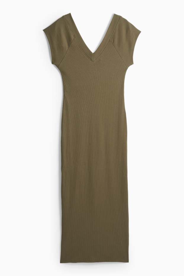 Donna - Vestito bodycon - a coste - verde