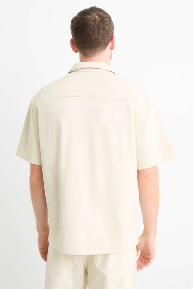 Men - Shirt - regular fit - lapel collar - cremewhite