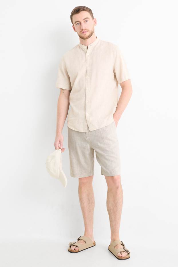 Herren - Shorts - Leinen-Mix - cremeweiss