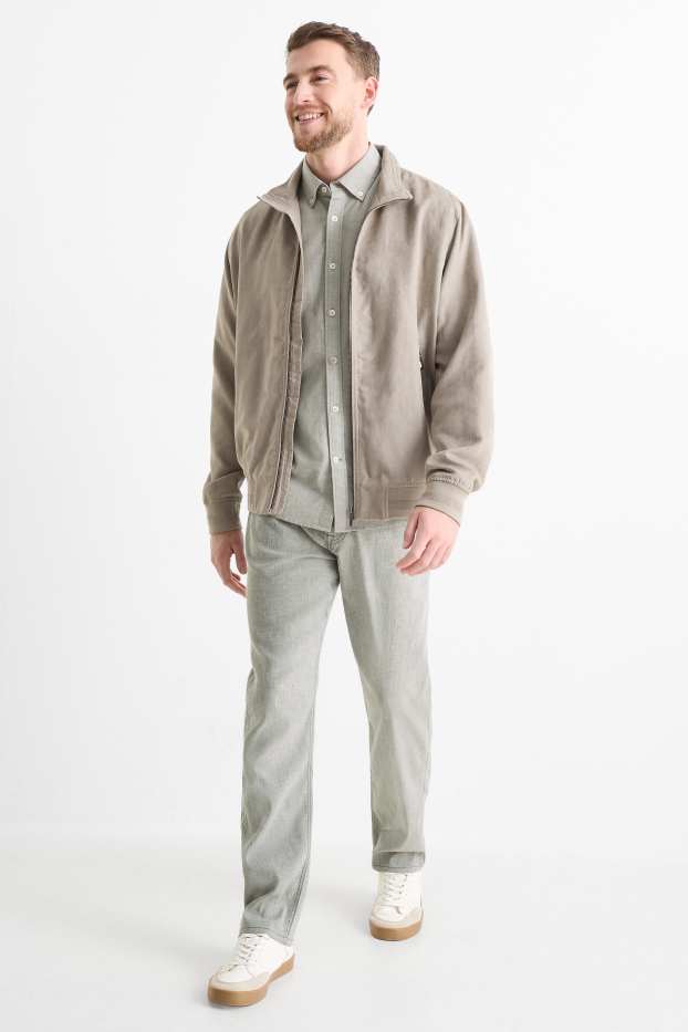 Herren - Hose - Regular Fit - Leinen-Mix - grau