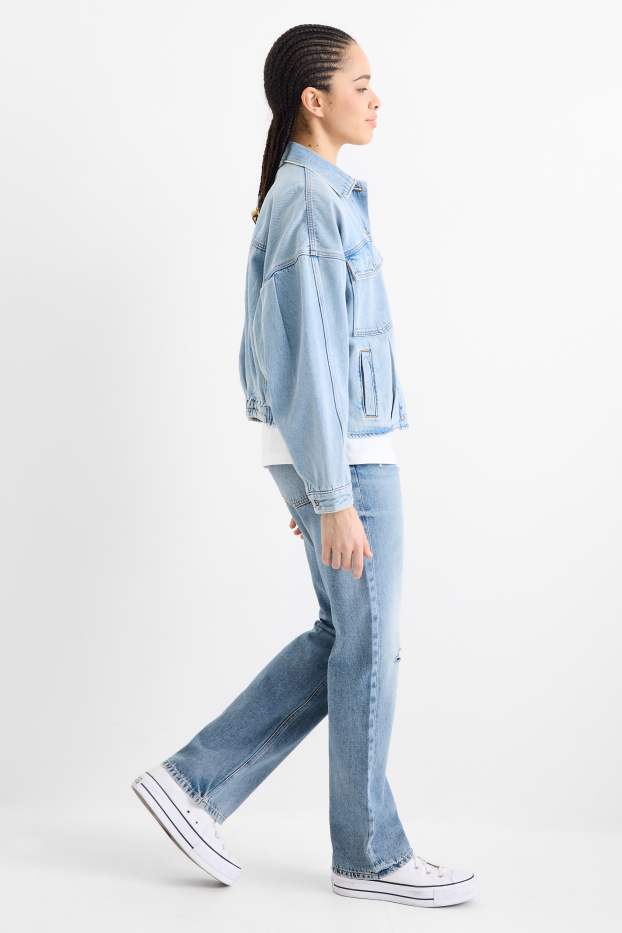 Women - Straight jeans - low-rise waist - denim-light blue