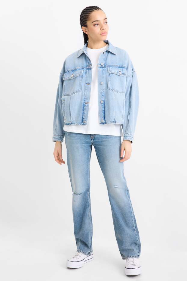 Women - Straight jeans - low-rise waist - denim-light blue