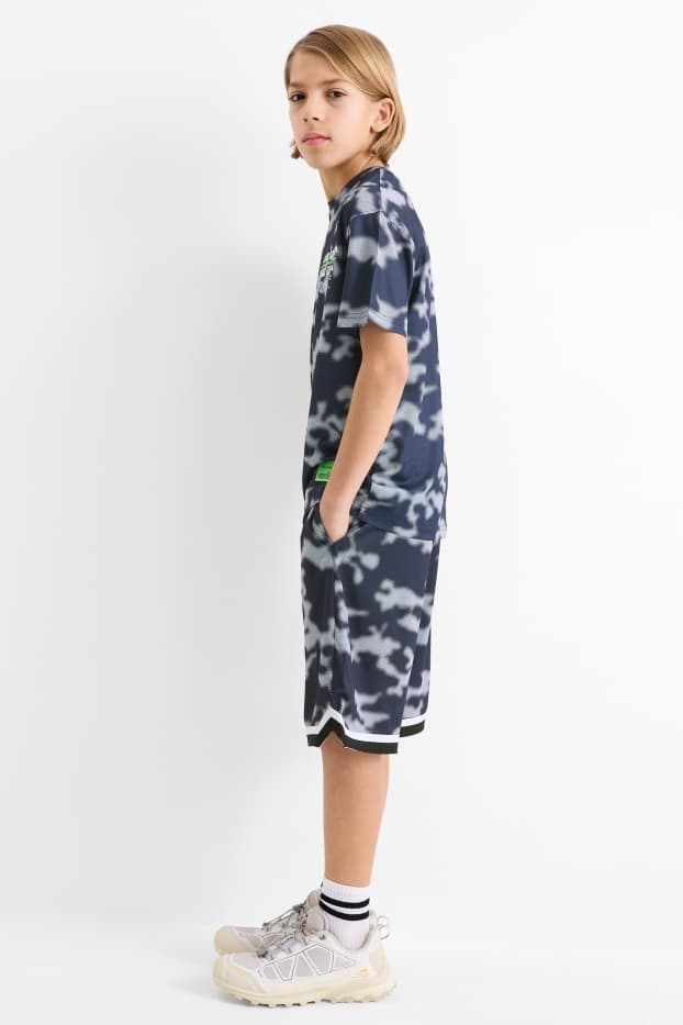 Kinderen: jongens - Sportshort - met patroon - zwart