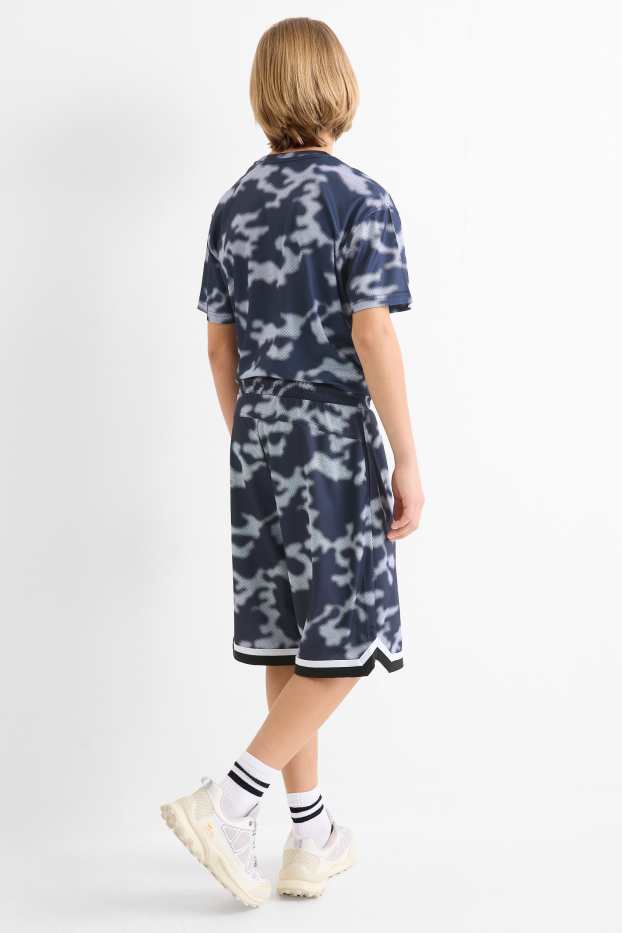 Kinderen: jongens - Sportshort - met patroon - zwart