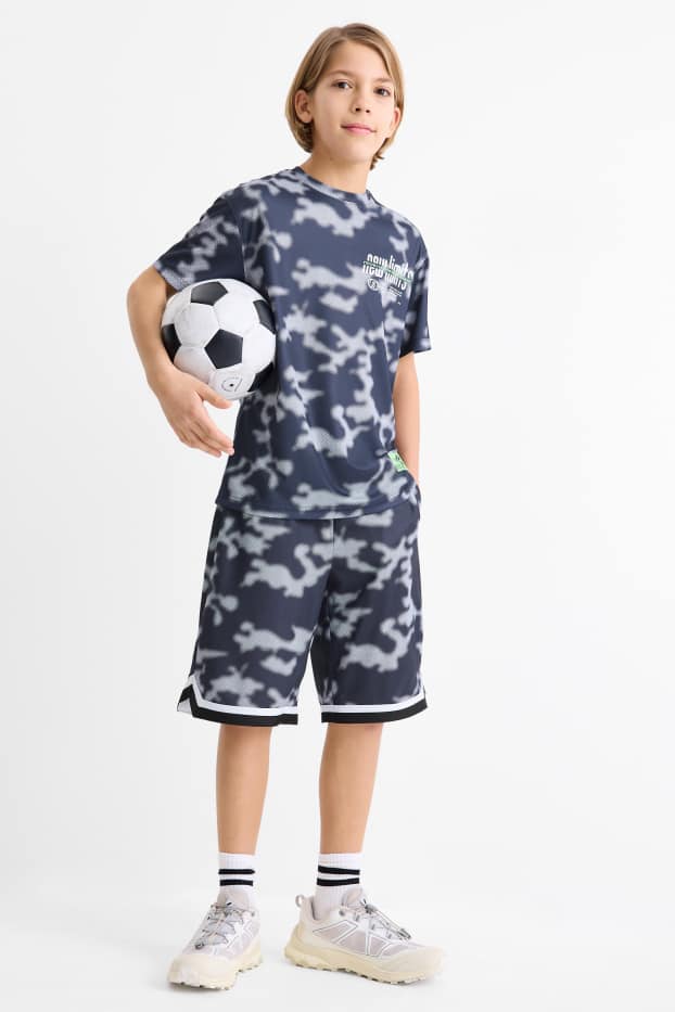 Kinderen: jongens - Sportshort - met patroon - zwart