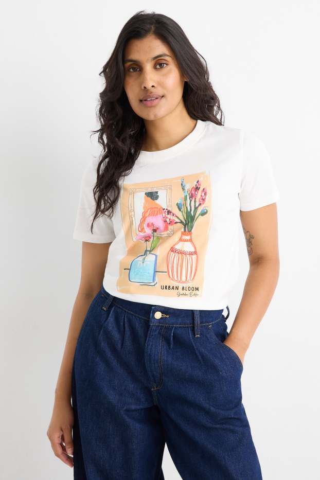 Donna - T-shirt - regular fit - bianco