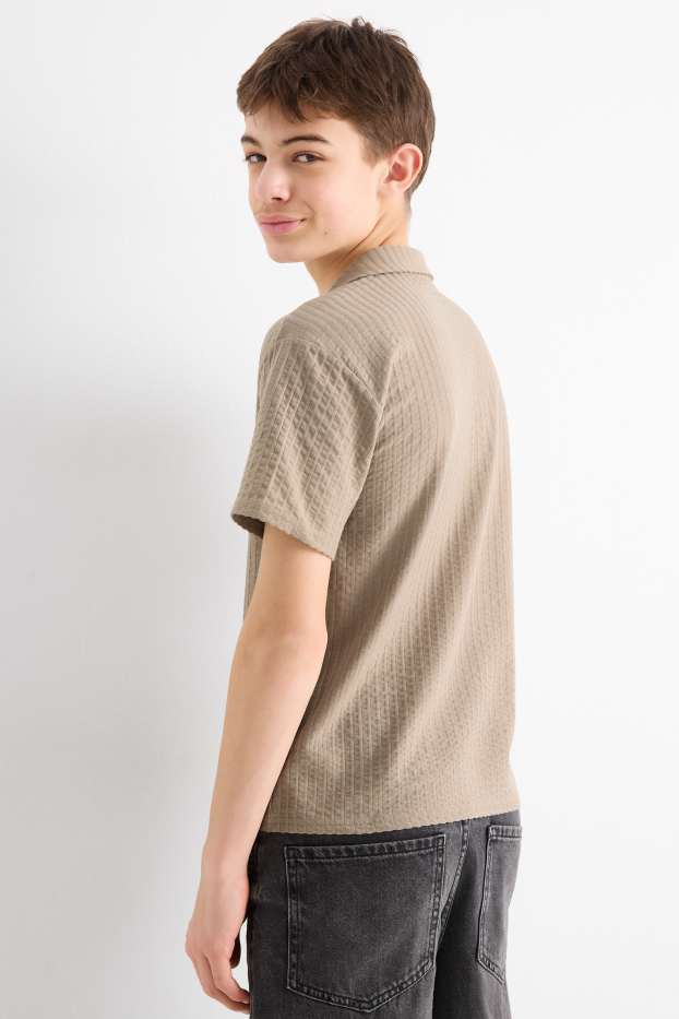 Bambini - Camicia - a coste - marrone chiaro