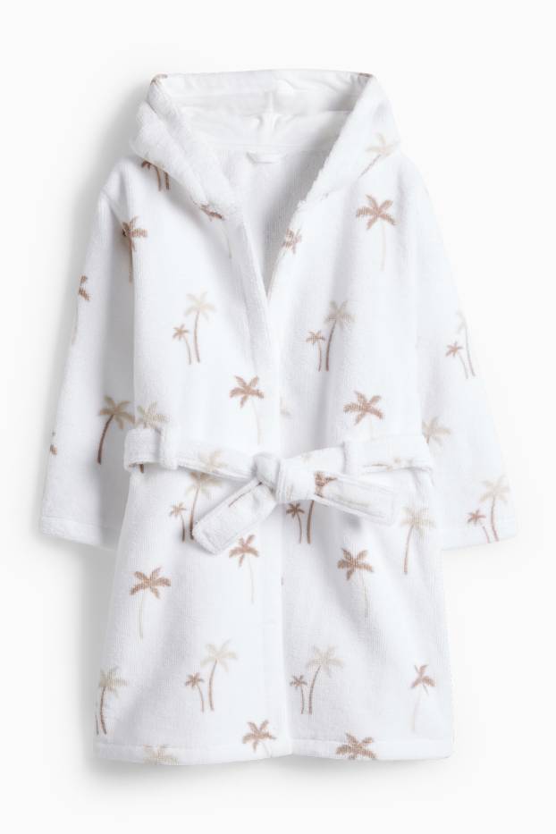 Miminka - chlapci - Palmy - froté župan s kapucí pro miminka - bílá/béžová