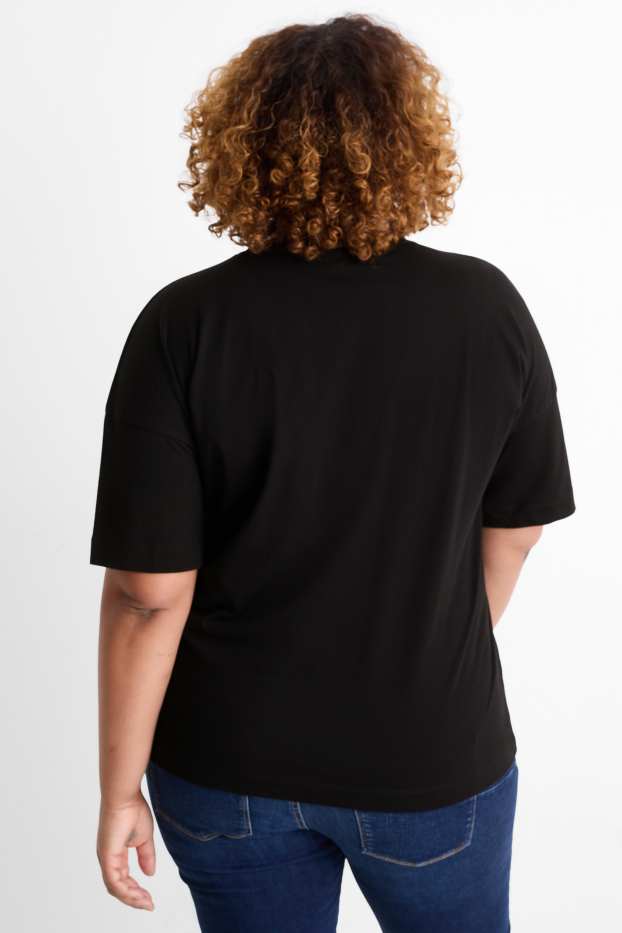 Damen - T-Shirt - Regular Fit - Glanz-Effekt - Peanuts - schwarz