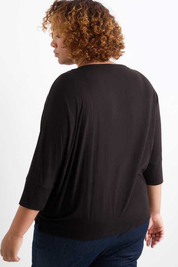 Damen - Langarmshirt - Regular Fit - schwarz