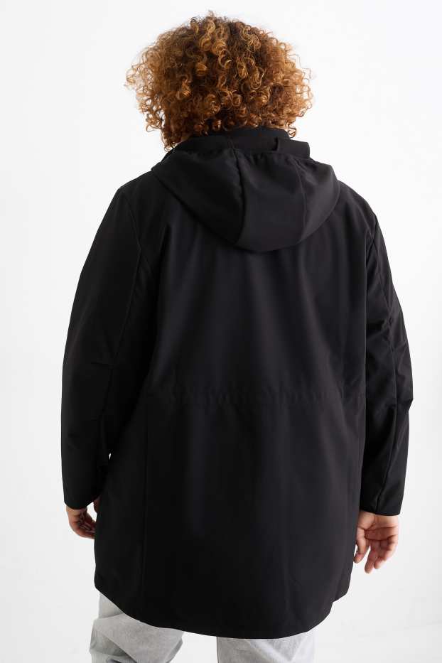 Femei - Palton din softshell cu glugă - rezistent la apă - 4 Way Stretch - negru