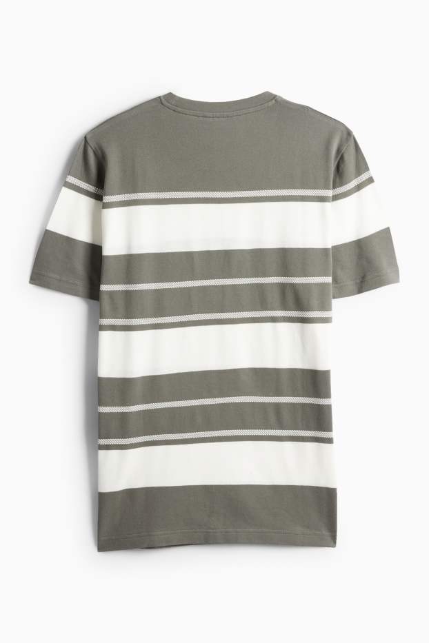 Home - Samarreta de màniga curta - regular fit - de ratlles - texturada - blanc/verd