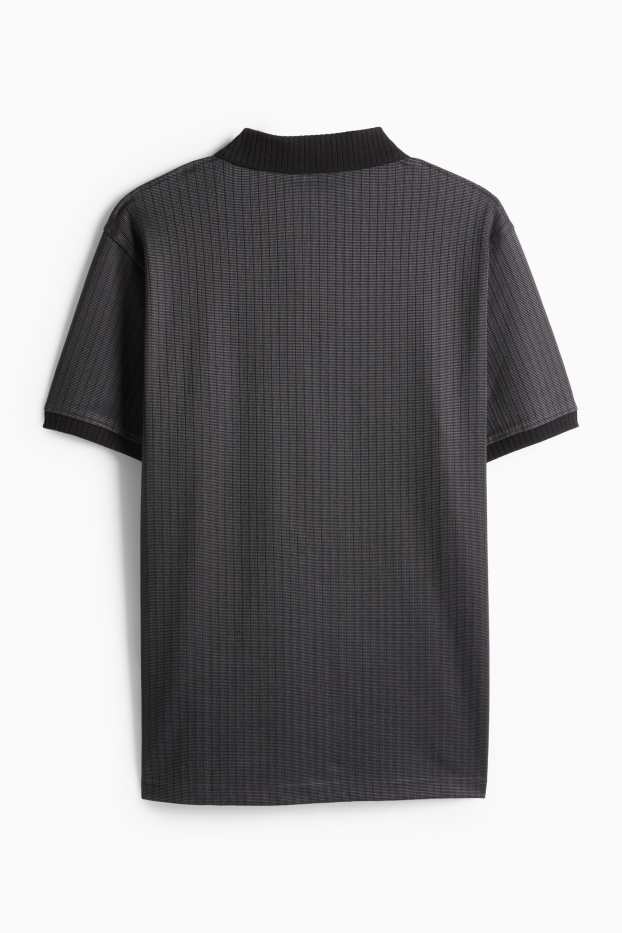 Pánské - Polokošile - regular fit - žebrovaná - černá