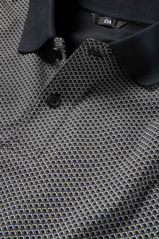 Heren - Poloshirt - regular fit - met patroon - zwart