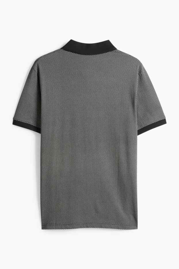 Heren - Poloshirt - regular fit - met patroon - zwart