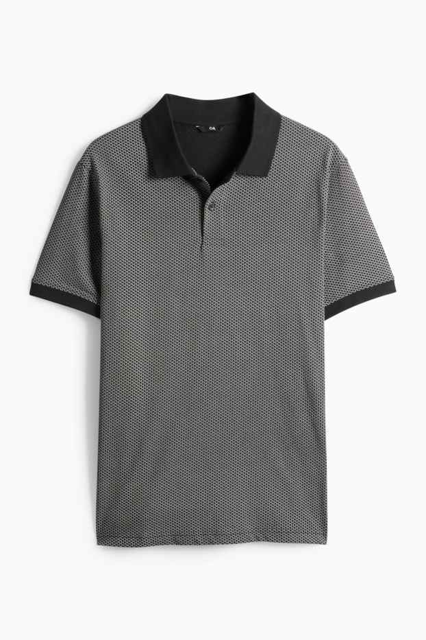 Heren - Poloshirt - regular fit - met patroon - zwart