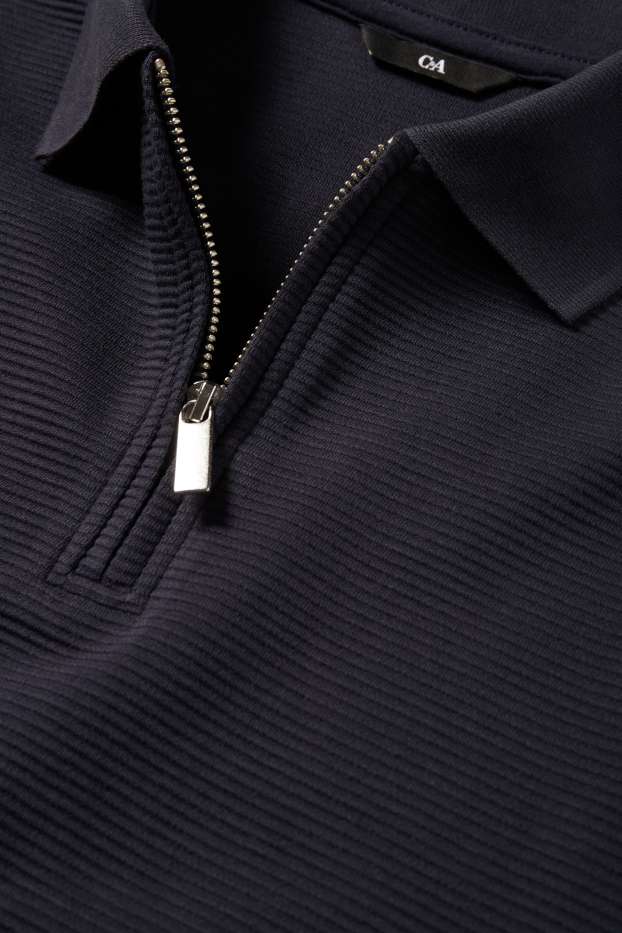 Heren - Poloshirt - regular fit - geribd - donkerblauw