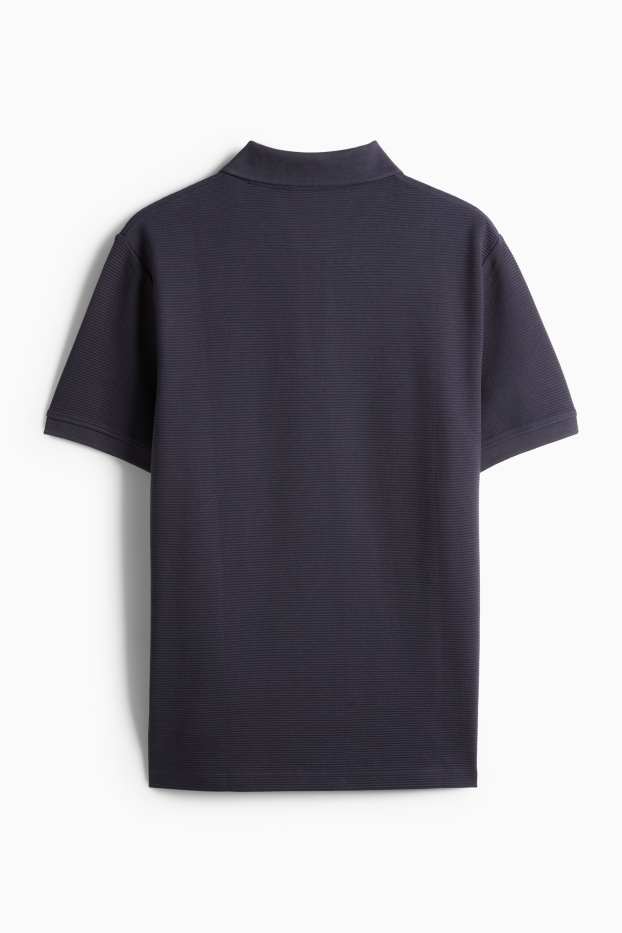 Heren - Poloshirt - regular fit - geribd - donkerblauw