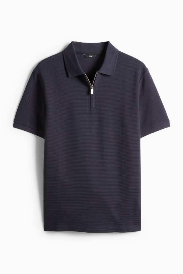 Heren - Poloshirt - regular fit - geribd - donkerblauw